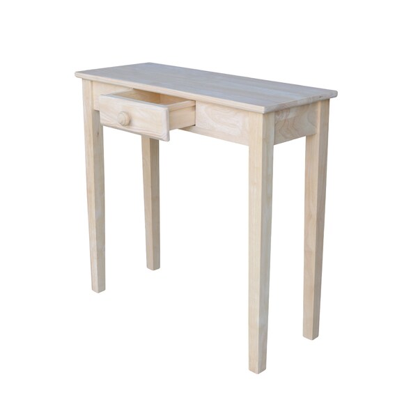 International Concepts Rectangle Rectangular Hall Table W/Drawer, 30 in W, 12 in L, 29 in H, Wood, Unfinished - OT-3012