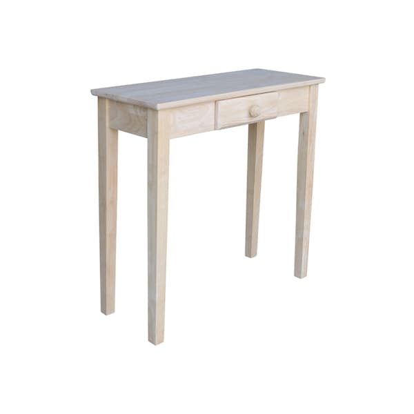 International Concepts Rectangle Rectangular Hall Table W/Drawer, 30 in W, 12 in L, 29 in H, Wood, Unfinished - OT-3012