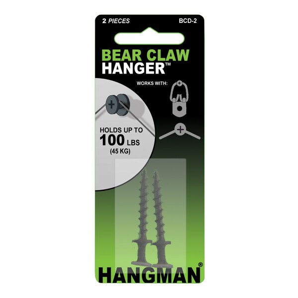 Hangman Products Hangman Bear Claw Black Double Headed Hanger 100 lb 2 pk - BCD-2