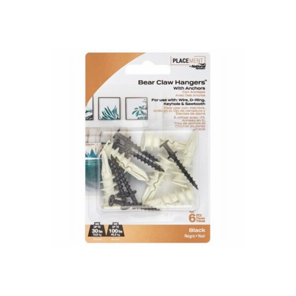 National Mfg/Spectrum Brands Hhi 6PK BLK Bear Hanger - N260-129