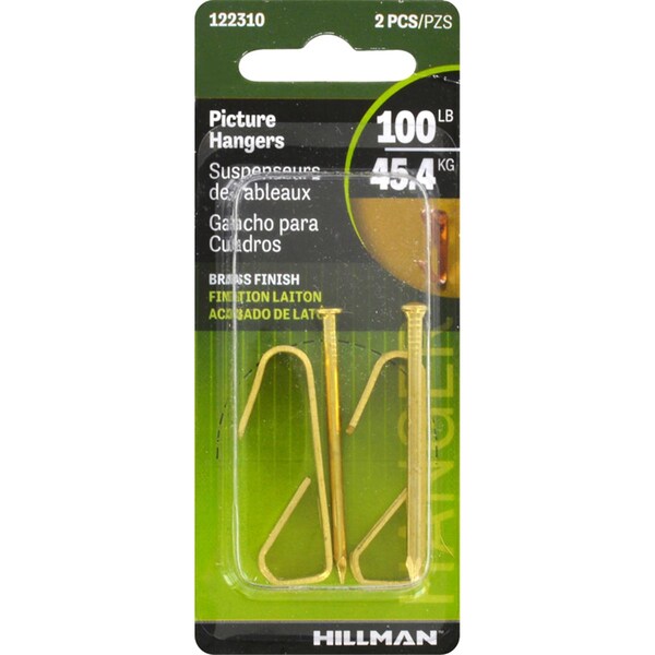 Aceds 100 lbs Picture Hanger Brass, 10PK - 5329933