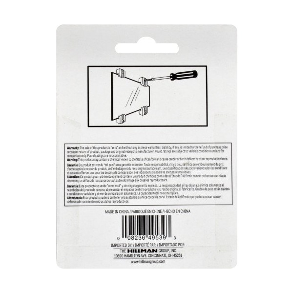 Hillman HILLMAN Plastic Coated Heavy Duty Mirror Holder Kit 20 lb 4 pk - 122201