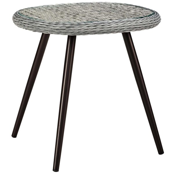 Modway Furniture Endeavor Outdoor Patio Wicker Rattan Side Table, Gray - EEI-3025-GRY