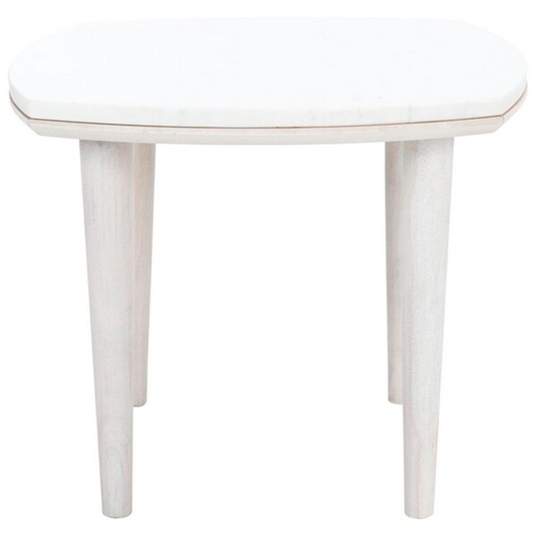 Safavieh Lara Marble Side Table White Wash & White - ACC9000B