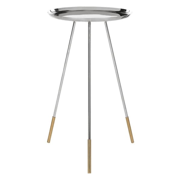 Safavieh Calix Tri Leg Contemporary Glam Side Table Nickle & Gold - FOX4527A