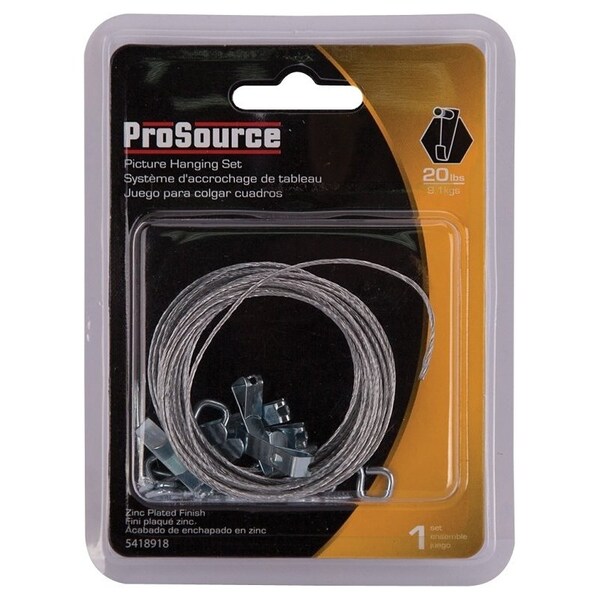 Prosource Picture Hanging Kit, 20 lb, Steel, Zinc, Zinc, Nail-In Mounting - PH-121127-PS