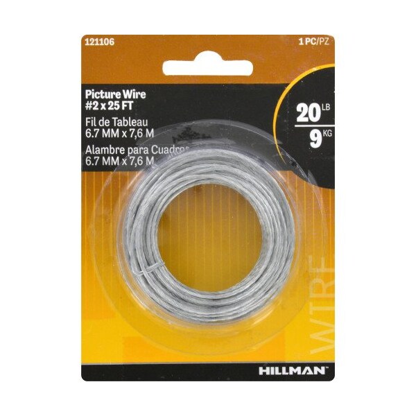 Hillman HILLMAN Steel-Plated Silver Braided Picture Wire 20 lb 1 pk - 121106