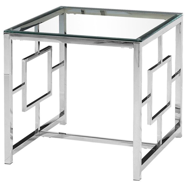 Kd Gabinetes Silver Stainless Steel Living Room Glass End Table - KD2815140