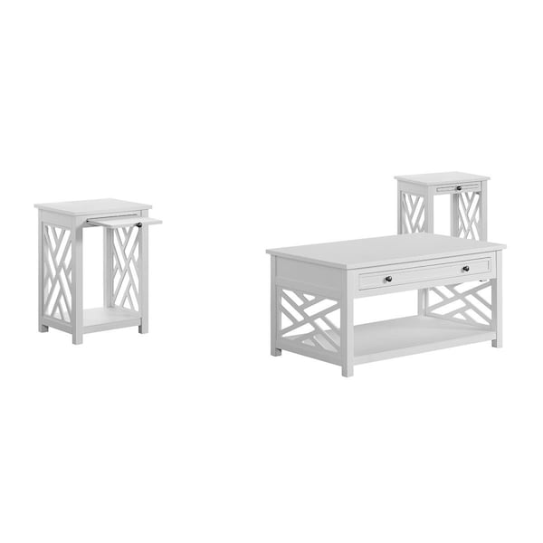 Kd Cama De Bebe 36 in. Coventry Coffee Table with Drawerm Two End Tables & Tray Shelf - KD3242730