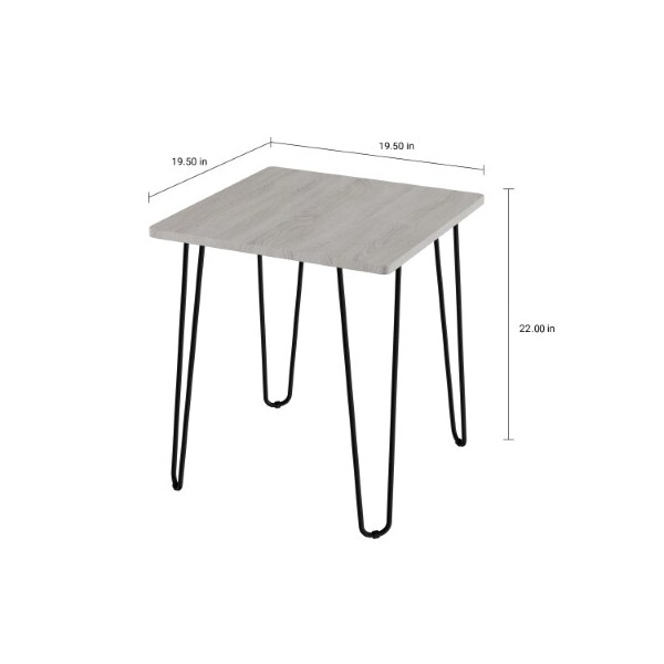 Hastings Home End Table with Hairpin Legs, Modern Industrial Style Decor, Woodgrain and Steel Accent Furniture - 625505INT