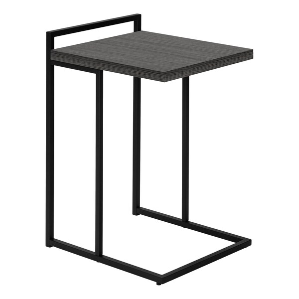 Monarch Specialties Accent Table, C-shaped, End, Side, Snack, Living Room, Bedroom, Metal, Laminate, Grey, Black - I 3634