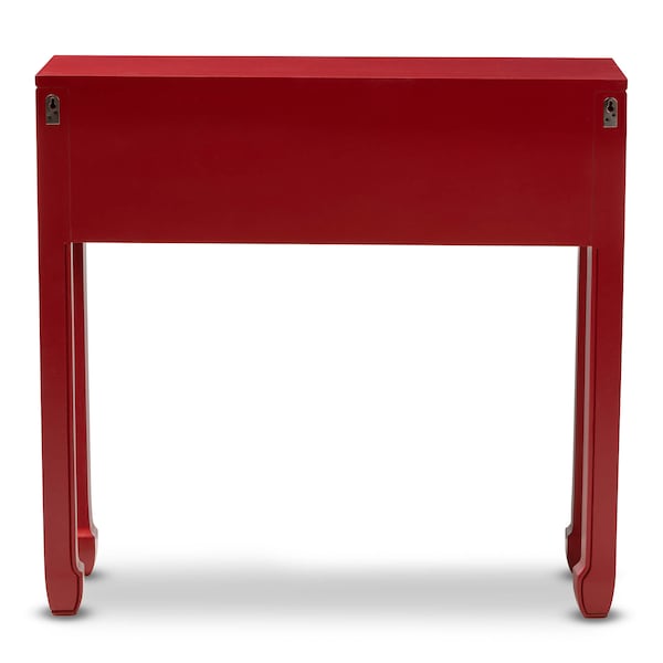 Baxton Studio Red Finished Wood Bronze Finished Accents 6-Drawer Console Table - 148-8192