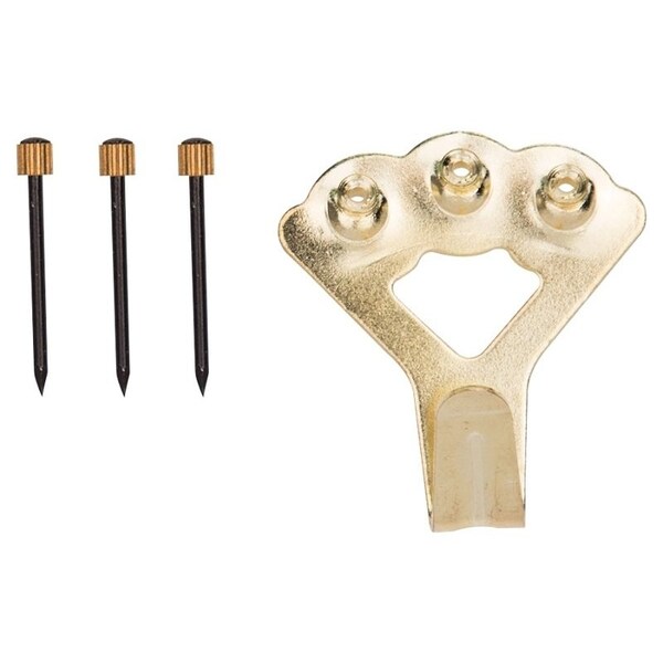 Prosource Picture Hanger, 75 lb, Steel, Polished Brass, Brass, Nail-In Mounting - PH-122274-PS