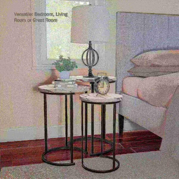 Hastings Home Set of 3 Round Nesting Tables, White - 627948ZOS