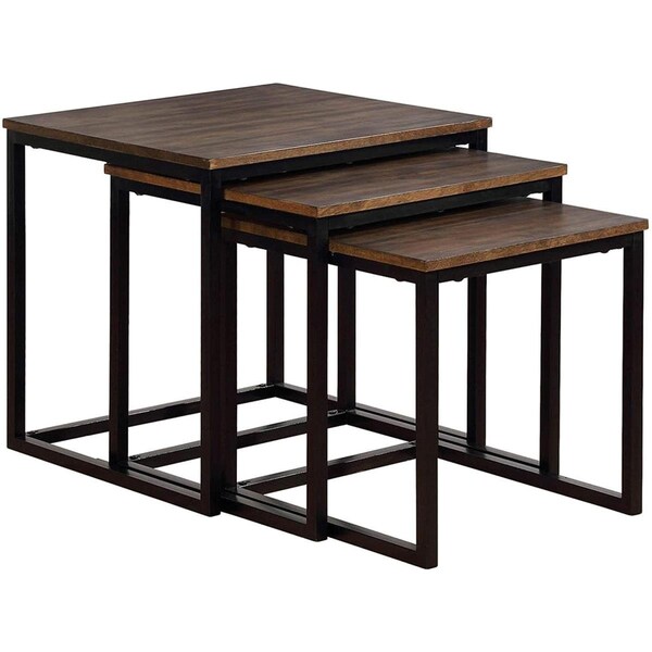 Kd Cama De Bebe 24 in. Arcadia Acacia Wood Square Nesting End Tables Antiqued Mocha - KD3242122
