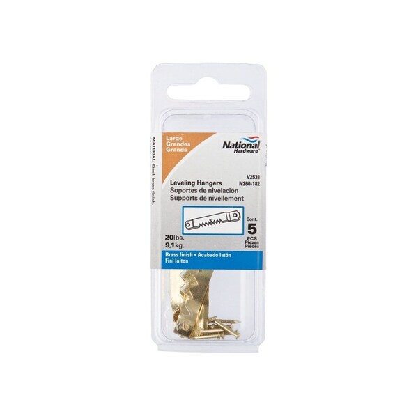 National Hardware V2538 Large Leveling Hanger Brass Finish, 5PK - N260182