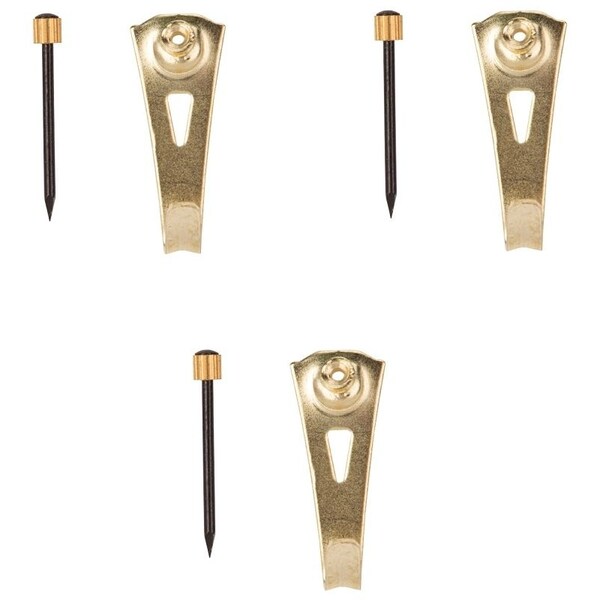 Prosource Picture Hanger, 30 lb, Steel, Polished Brass, Brass, Nail-In Mounting - PH-122270-PS