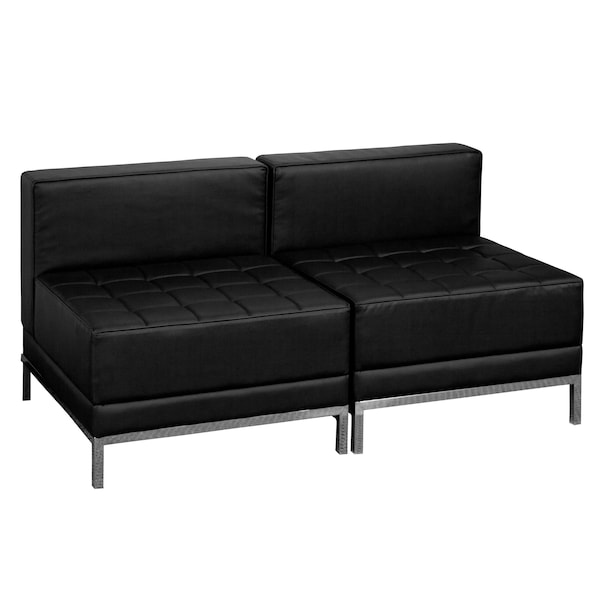 Flash Furniture Living Room Set, 28-3/4" x 27-1/4", Upholstery Color: Black - ZB-IMAG-MIDCH-2-GG