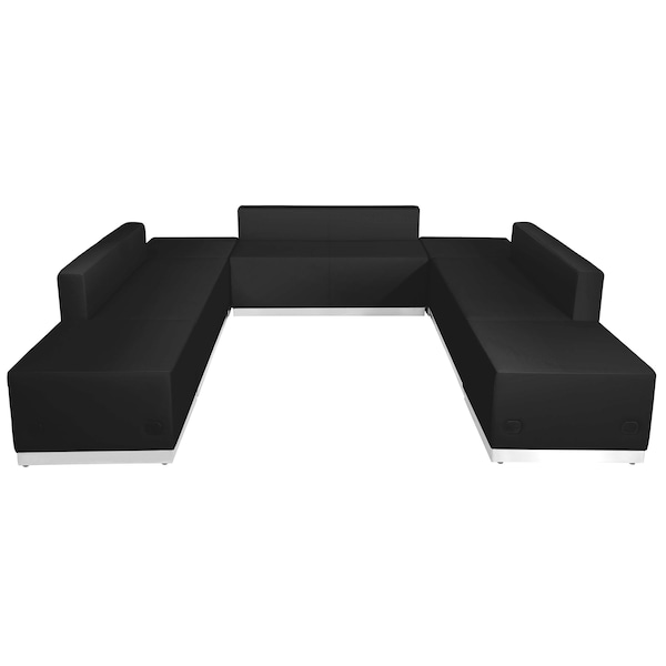 Flash Furniture 7 pcs. Living Room Set, 25-1/4" to 102-1/2" x 27", Upholstery Color: Black - ZB-803-660-SET-BK-GG
