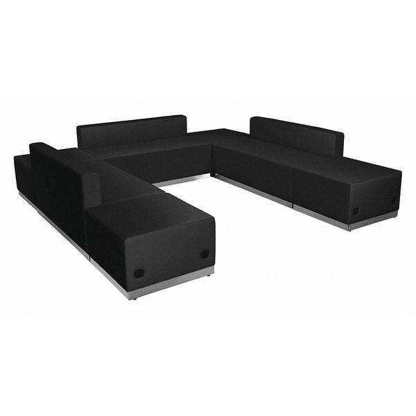 Flash Furniture 7 pcs. Living Room Set, 25-1/4" to 102-1/2" x 27", Upholstery Color: Black - ZB-803-660-SET-BK-GG