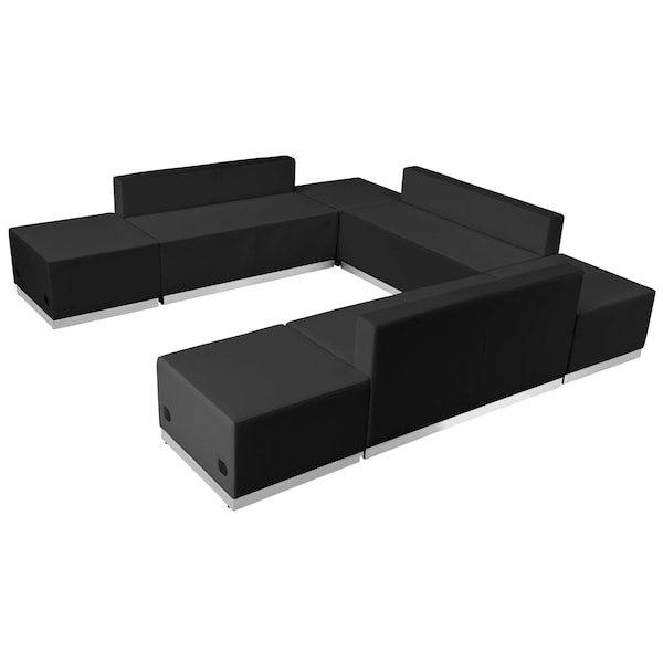 Flash Furniture 7 pcs. Living Room Set, 25-1/4" to 102-1/2" x 27", Upholstery Color: Black - ZB-803-660-SET-BK-GG