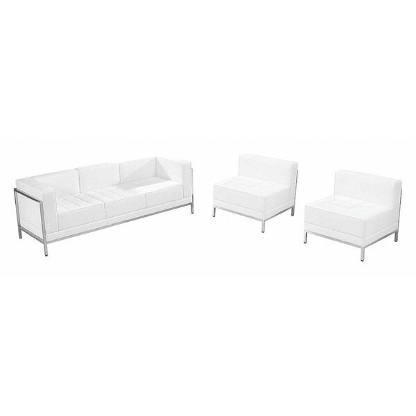 Flash Furniture 3 pcs.Living Room Set, 28-3/4" x 27-1/4", Upholstery Color: White - ZB-IMAG-SET13-WH-GG