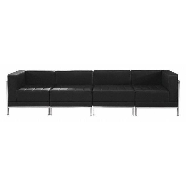 Flash Furniture Living Room Set, 28-1/2" x 27-1/4, Upholstery Color: Black, Number of Compartments: 4 - ZB-IMAG-SET8-GG