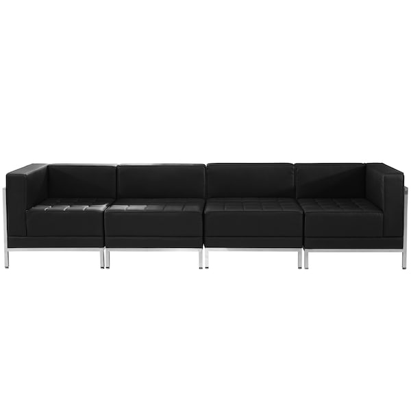 Flash Furniture Living Room Set, 28-1/2" x 27-1/4, Upholstery Color: Black, Number of Compartments: 4 - ZB-IMAG-SET8-GG