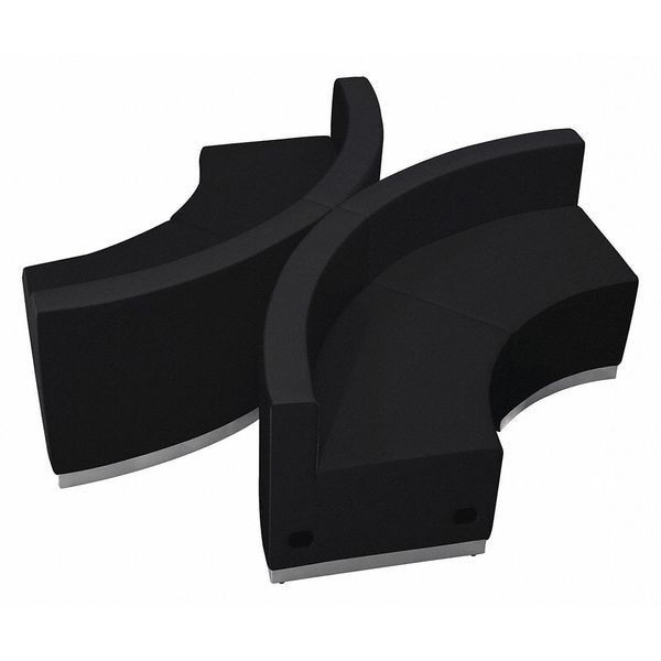 Flash Furniture 4 pcs. Living Room Set, 25-1/4" to 67" x 27", Upholstery Color: Black - ZB-803-840-SET-BK-GG