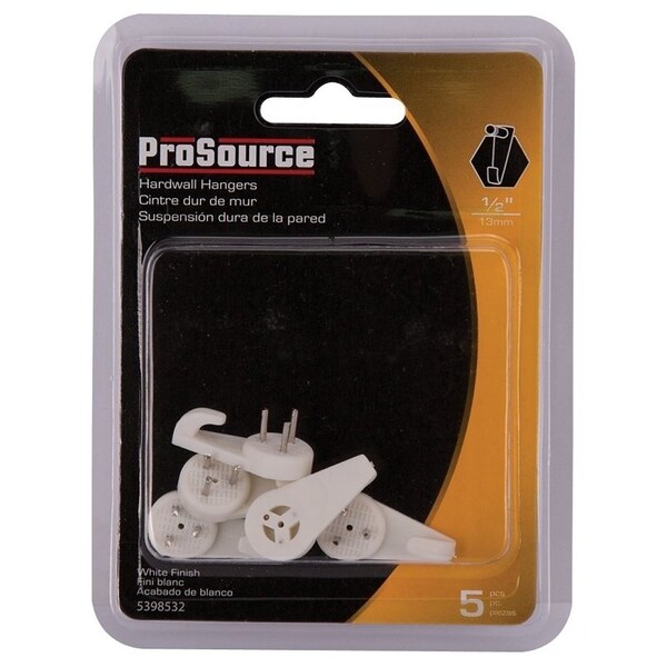 Prosource Picture Hanger, 15 lb, Plastic, White, White, Nail-In Mounting - PH-121121-PS