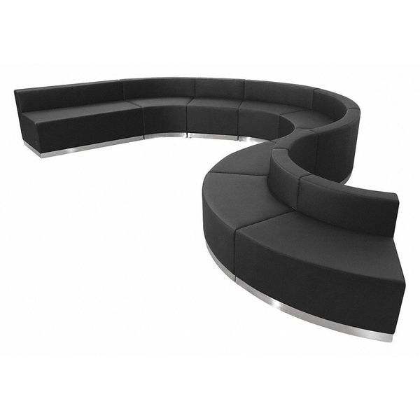 Flash Furniture 9 pcs. Living Room Set, 25-1/4" to 121-1/2" x 27", Upholstery Color: Black - ZB-803-600-SET-BK-GG