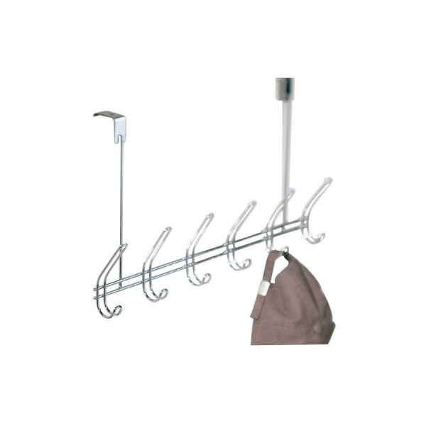 Idesign Rack 18-1/2in L Chrome Silver Steel Large Classico Over the Door 6-Hook Chrome - 44002