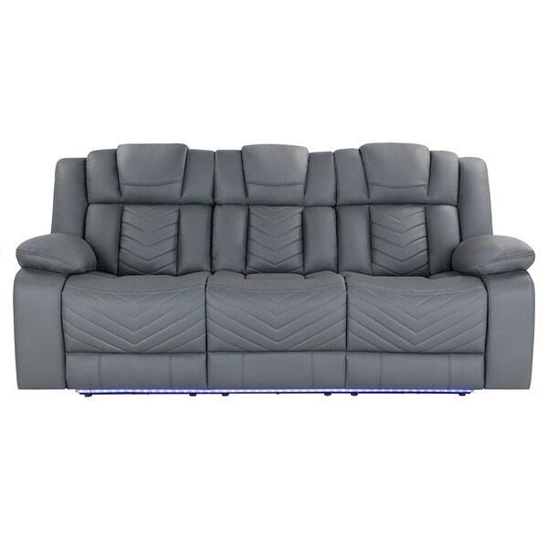 Global Furniture Usa U7068 GREY 10 POWER RECLINING SOFA/POWER CONSOLE RECLINING LOVESEAT WITH LED - 6430