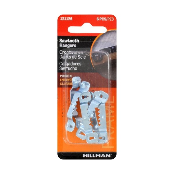 Hillman HILLMAN Steel Zinc Silver Push Pin Self-Leveling Hanger 6 pk - 121126