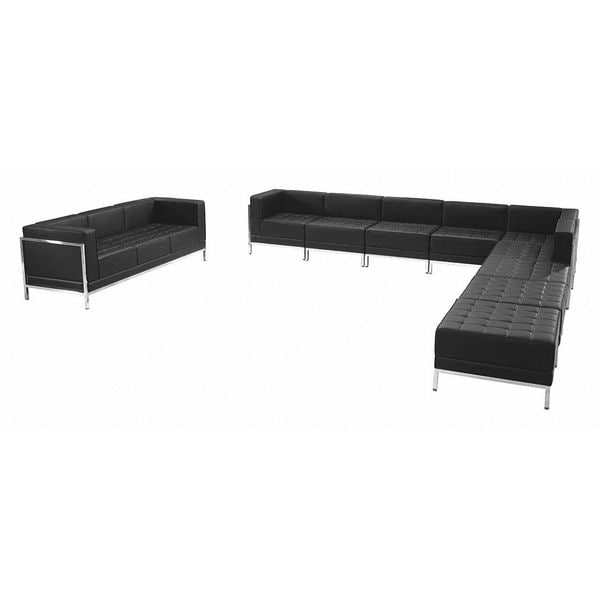 Flash Furniture 10 pcs. Black Leather Reception Set, Imagination Series - ZB-IMAG-SET19-GG