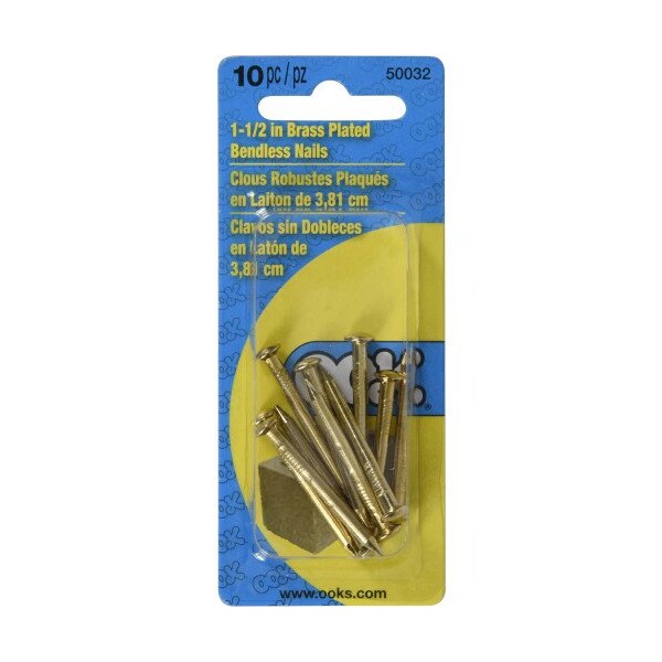 Hillman HILLMAN OOK Brass-Plated Gold Hardwall Picture Hanging Nails 20 lb 10 pk - 533704