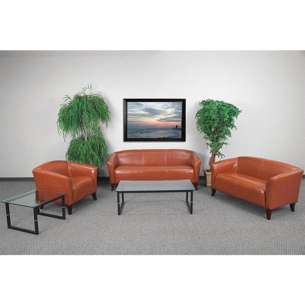 Flash Furniture Cognac Leather Reception Set, 29" to 31" x 29" - 111-SET-CG-GG