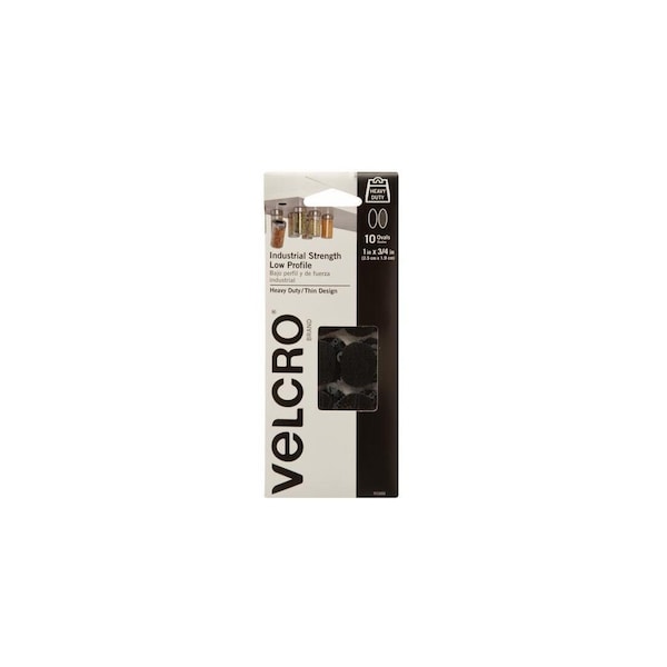 Velcro Brand Hook and Loop Fastener Heavy Duty Low Profile Small Nylon 1in L Black, 10PK - 91000