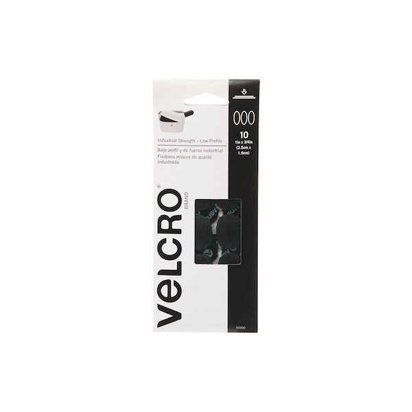 Velcro Brand Hook and Loop Fastener Heavy Duty Low Profile Small Nylon 1in L Black, 10PK - 91000