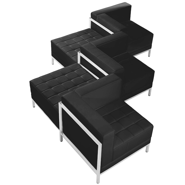 Flash Furniture Living Room Set, 28-1/2" x 27-1/4, Upholstery Color: Black - ZB-IMAG-SET5-GG
