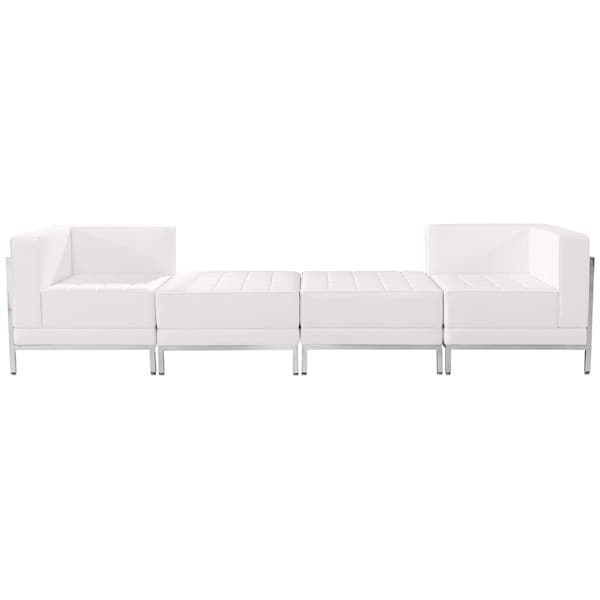 Flash Furniture Living Room Set, 28" x 27-1/4, Upholstery Color: White, Series: Imagination - ZB-IMAG-SET7-WH-GG