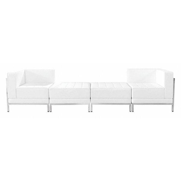 Flash Furniture Living Room Set, 28" x 27-1/4, Upholstery Color: White, Series: Imagination - ZB-IMAG-SET7-WH-GG