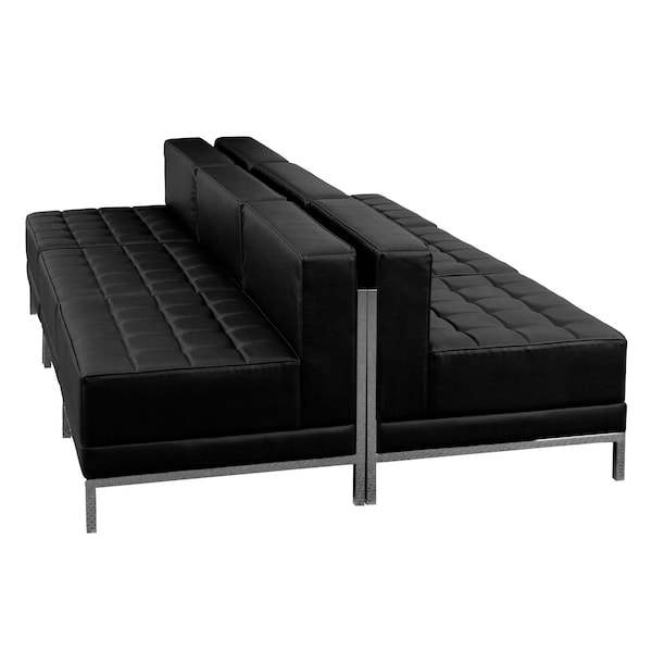 Flash Furniture 6 pcs. Living Room Set, 28-3/4" x 27-1/4", Upholstery Color: Black - ZB-IMAG-MIDCH-6-GG