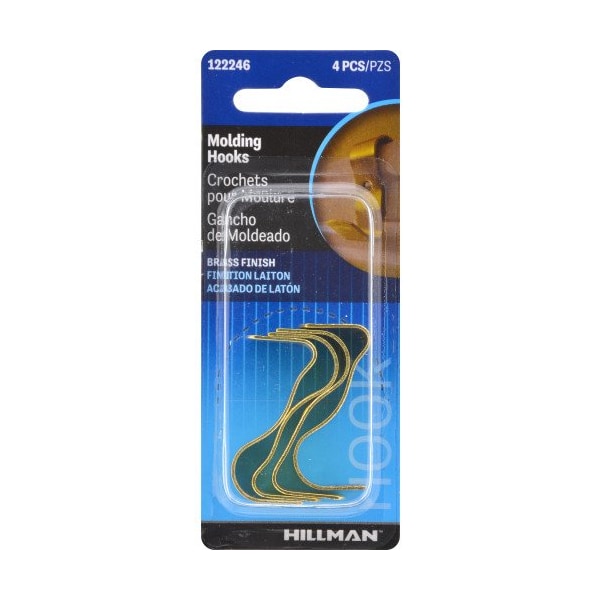 Hillman HILLMAN Brass-Plated Gold Small Molding Hook 1 lb 4 pk - 122246