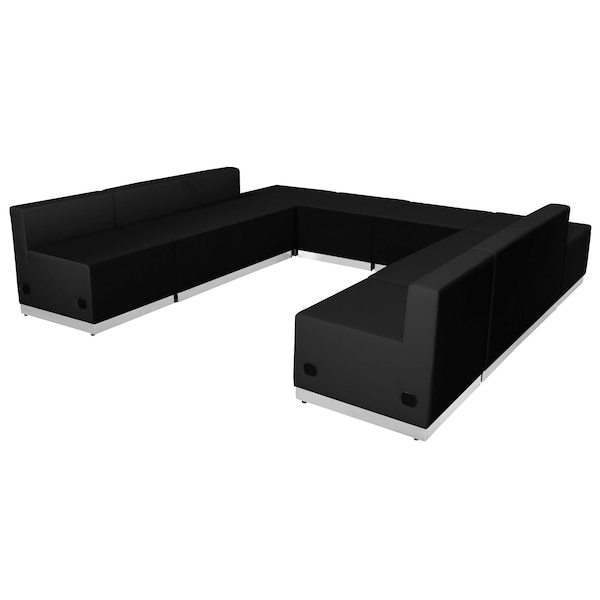 Flash Furniture 8 pcs. Living Room Set, 25-1/4" to 102-1/2" x 27", Upholstery Color: Black - ZB-803-710-SET-BK-GG