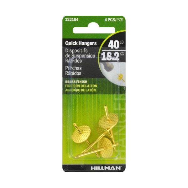 Hillman HILLMAN Brass-Plated One Piece Quick Hanger 40 lb 4 pk - 122184