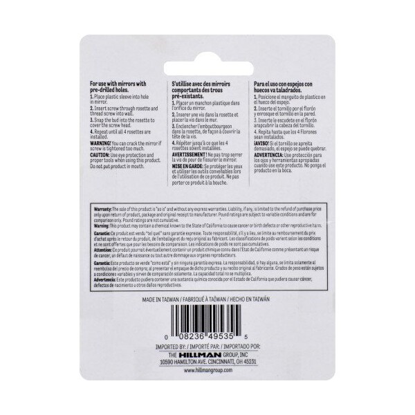 Hillman HILLMAN Plastic Coated Clear Heavy Duty Mirror Holder 20 lb 4 pk - 122200