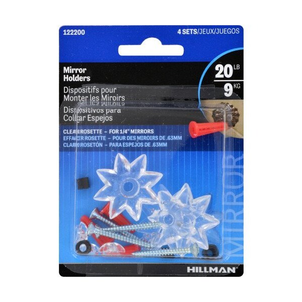 Hillman HILLMAN Plastic Coated Clear Heavy Duty Mirror Holder 20 lb 4 pk - 122200