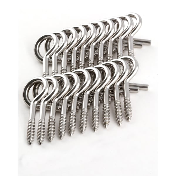 Hangman Q-Hook Stainless Steel Christmas Light & Outdoor Hanger for Drip Lines, BirdHouse and More - 20pk - QH-20