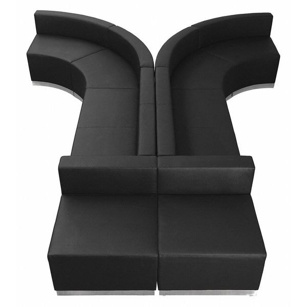 Flash Furniture 8 pcs. Living Room Set, 25-1/4" to 129" x 27", Upholstery Color: Black, Series: Alon - ZB-803-620-SET-BK-GG